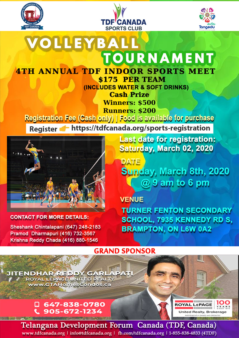 Volleyball Tournament – 4th Annual TDF Indoor sports meet – tdfcanada.org